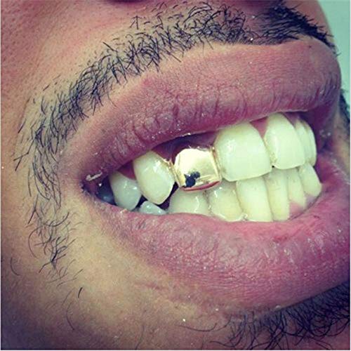 2 Pieces 14K Plated Gold Grillz Hip Hop Top Tooth Single Grill Cap for Teeth Mouth3