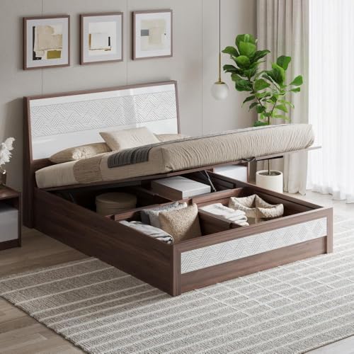 Image of Wakefit Bed | 3 Yr Warranty | Bed Queen Size, Comes with Hydraulic Storage, Noise-Free, Density: 680-750 kg /m, Termite & Borer Resistant, Fits Mattresses Up to 8 inches(Gibeon78x60- Columbian Walnut)