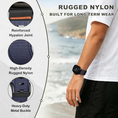 Image of Tactical Nylon Bands for Apple Watch Ultra 3 2 Band Series 11-1 /SE Men | Rugged Breathable Fabric, Nato Sport Strap, Adjustable Wristband with Metal Buckle for iWatch 49mm 46mm 45mm 44mm 42mm, M