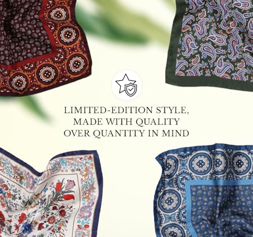 Image of Italian 100% Silk Pocket Square, Premium Small Batch Accessory for Men, 32x32 cm (12.5''x12.5''), One Side Print