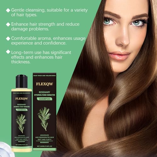 Image of Rosemary Hydrolyzed Keratin Shampoo, Hair Thick and Voluminous, Nourishes and Regenerates Hair, Soft and Fluffy, 268ML /9.06FL OZ (2 Pack)