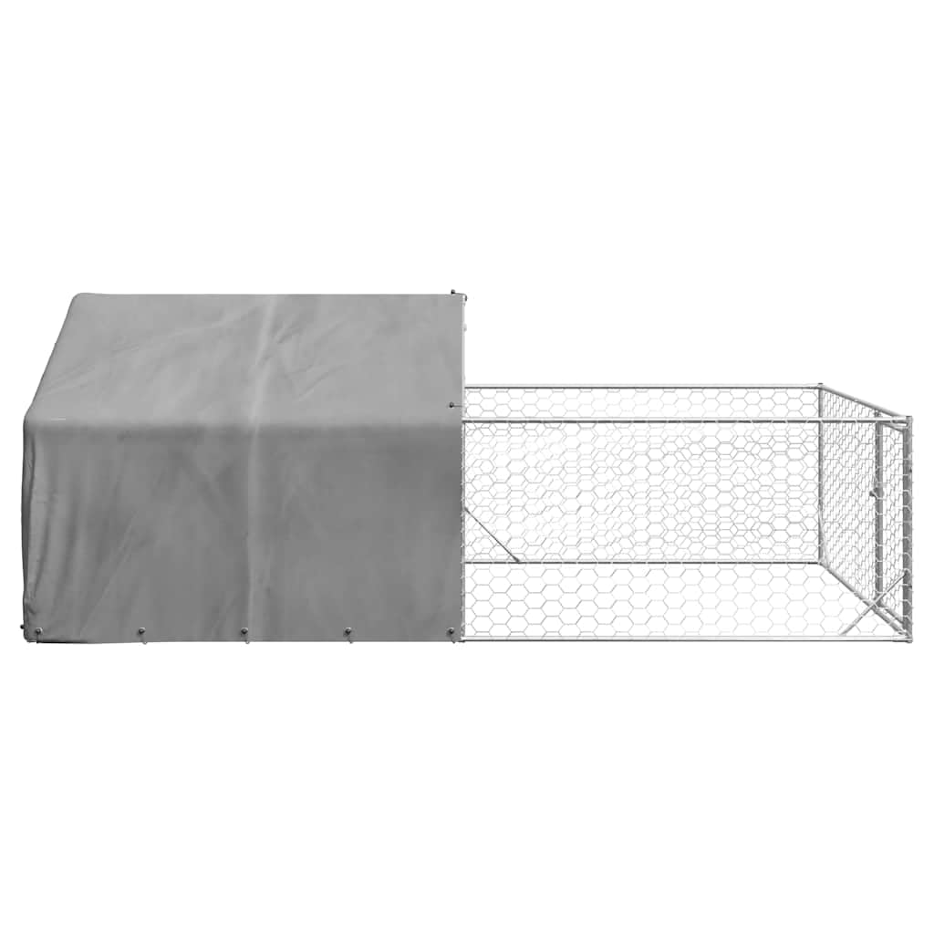 vidaXL Cuccia per Cani da Esterno con Recinto 5x2x1,5m Acciaio Zincato, gabbia per cani all'aperto, gabbia per cani di grandi dimensioni, canile coperto