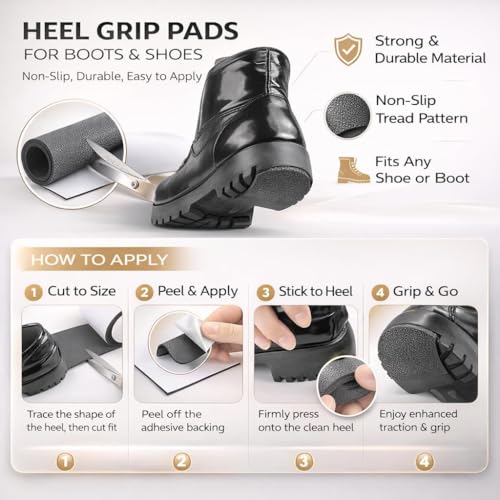 Image of Non-Slip Shoe Sole Protector For Men & Women | Self-Adhesive Rubber Grip Tape | Cuttable Anti-Skid Sole Repair Patch Roll (1M x 10CM)