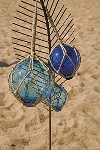 IMAX 50890-3 Buoyant Glass Floats in Blue - Set of 3 Glass Fishing Net Floats - Coastal Indoor and Outdoor Accessory. Decorative Accessories