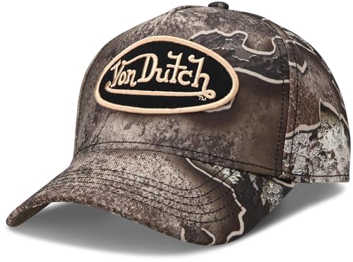 Von Dutch Mens & Womens Trucker Hat - Adjustable Snapback Curved Brim Realtree Camo Hunting Baseball Cap for Men and Women Size One Size Realtree Brown Logo