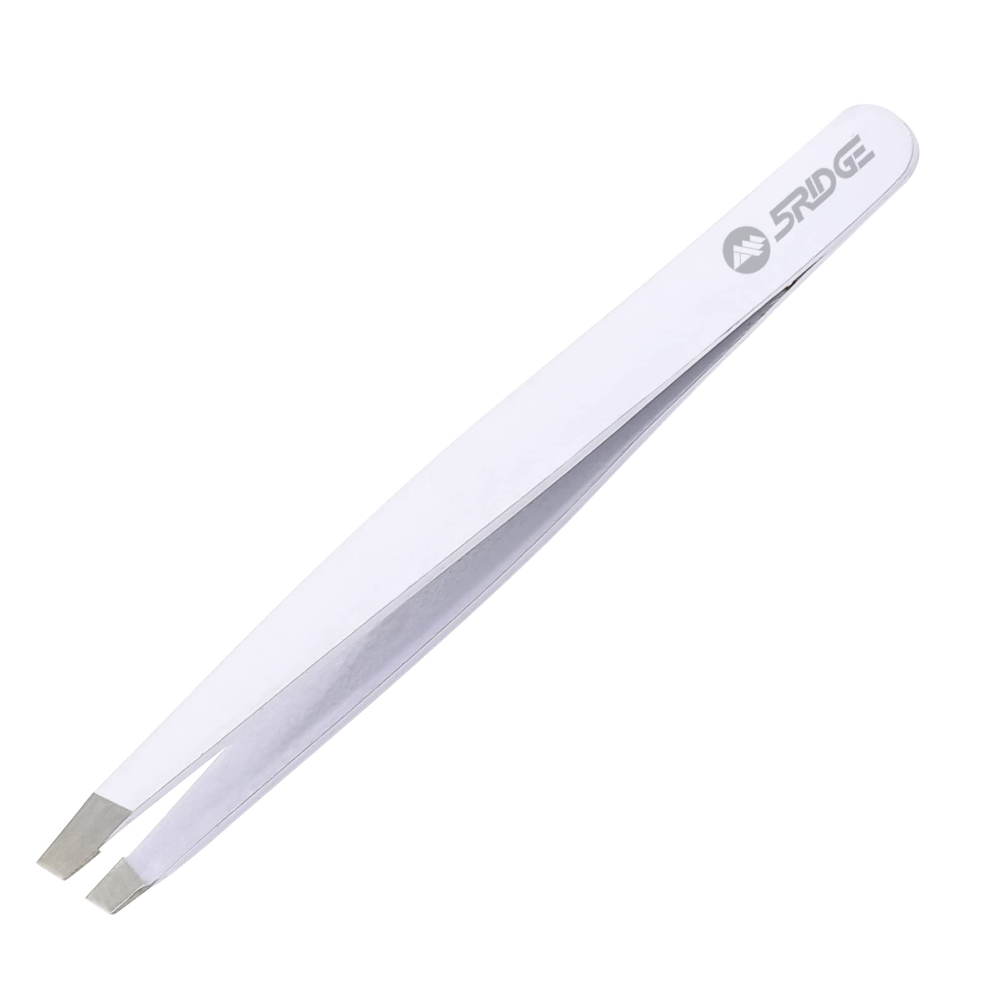 Tweezers for Eyebrows – Stainless Steel Slanted Eyebrow Tweezer - Precision Removal of Facial Hair, Ingrown Hair and Splinter - Professional Blackhead and Tick Remover for Men and Women (White)
