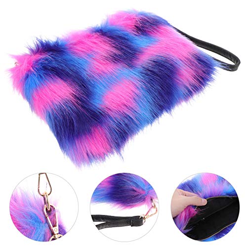 KESYOO Bolsa Feminina de Inverno Fuzzy Com Corrente Em Pele SintÃ©tica Macia Grande Balde Grande Bol