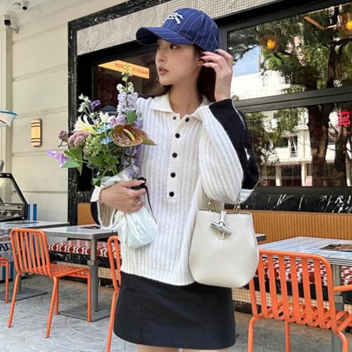 Women's Leather Bucket Bag, Designer Bags Dupe Fashionable and Versatile Handbag with Buckle, Teacher, Mom, Nurse2