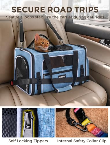 Soft Sided Pet Carrier, Travel Friendly, Small to Medium Cats 15 lbs | Seatbelt Buckles, Luggage Sleeve, Foldable Ventilated, Delta United American Airlines In-Cabin Under Seat Dog Crate Carry Bag - Image 3