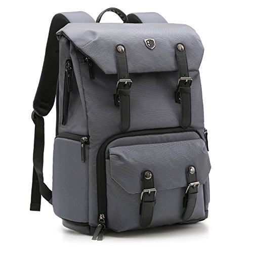 BAGSMART Camera Backpack for SLR/DSLR Cameras & 15" MacBook Pro with Waterproof Rain Cover, Grey