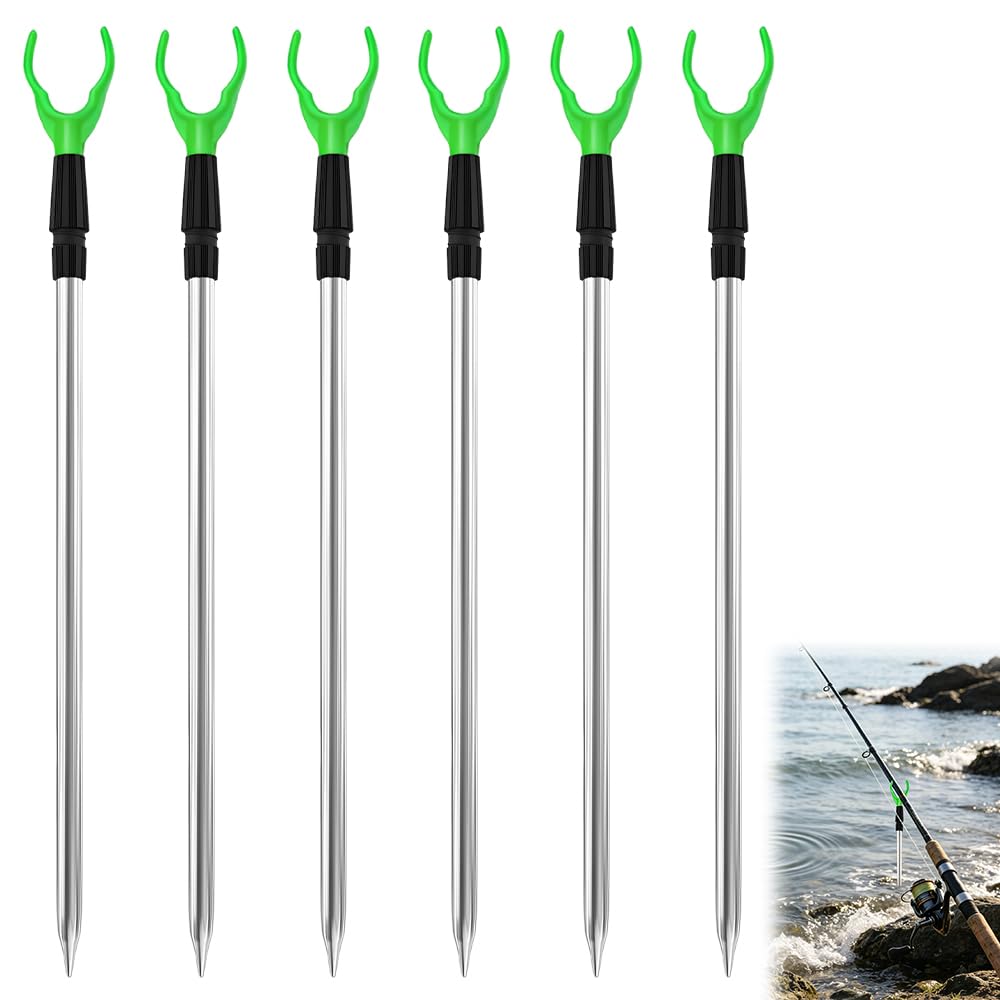 XPJBKC 6pcs Fishing Rod Holder Set, Bankstick Adjustable Extending Rod Rest Fishing Accessories, Telescopic Fishing Rod Stand Set 35-52cm, f-ishing Bank Sticks for River Lake