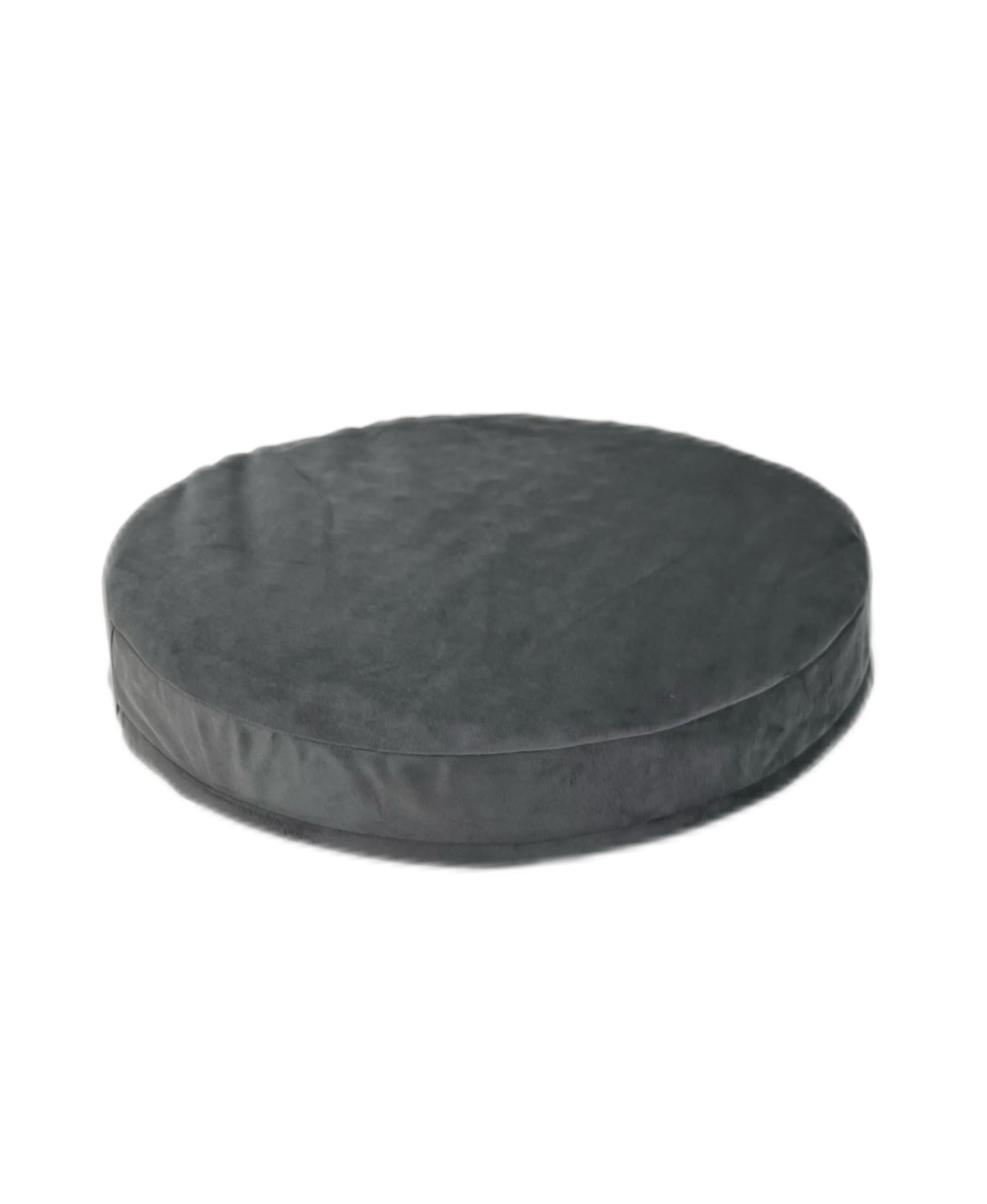 Waterproof Round Dog Bed with Washable Removable Cover & Liner Grey Velvet Orthopedic Foam Pad 27 Inch