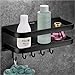 Produktbild Wangel Duschablage ohne Bohren, Duschregal mit 5 Haken, Selbstklebend Badregal mit Patentierter Kleber, Bad Organizer Wandmontage Regal für Badzimmer und Küche Schwarz