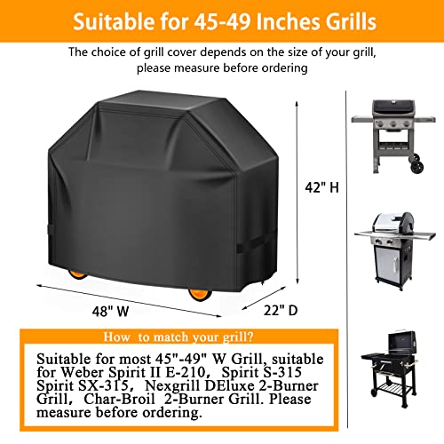 Image of Aoretic Grill Cover, 48 inch BBQ Gas Grill Cover for Outdoor Grill, Charbroil Grill Cover Barbecue Waterproof, Anti-UV for Weber Char-Broil Monument, Dyna-glo Nexgrill Spun Polyester