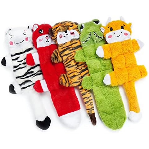 Nocciola 5 PCS Crinkle Dog Squeaky Toys, Durable Dog Toys for Aggressive Chewers, No Stuffing Body Dog Toy Set for Small to Large Dogs, New Cover