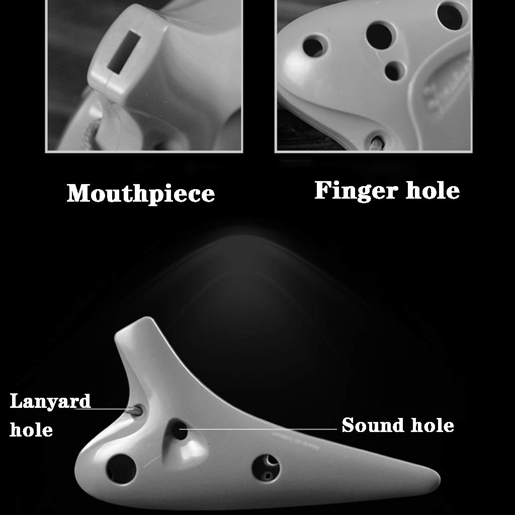 ocarina, Ocarina anti-caduta in plastica con tono acuto a 12 fori, regalo di compleanno, cordino e materiale didattico(Orange)