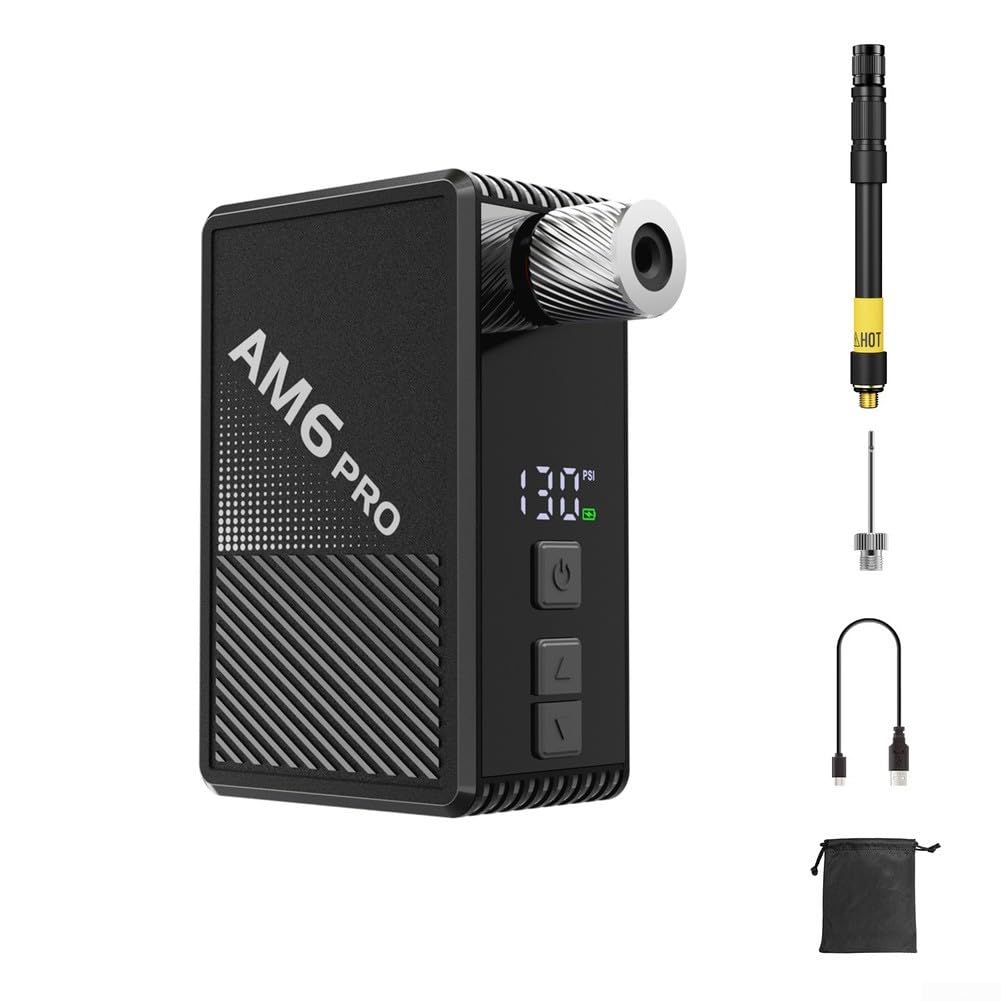 Pompa elettrica portatile per bici, 130 PSI con display LCD, gonfiatore per pneumatici ricaricabile da 800 mAh per bicicletta, compressore d'aria con arresto automatico con luce LED, tubo