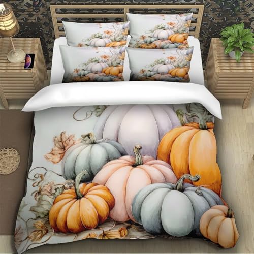 Housse de couette 200x200cm motif feuilles d'automne en microfibre - 5