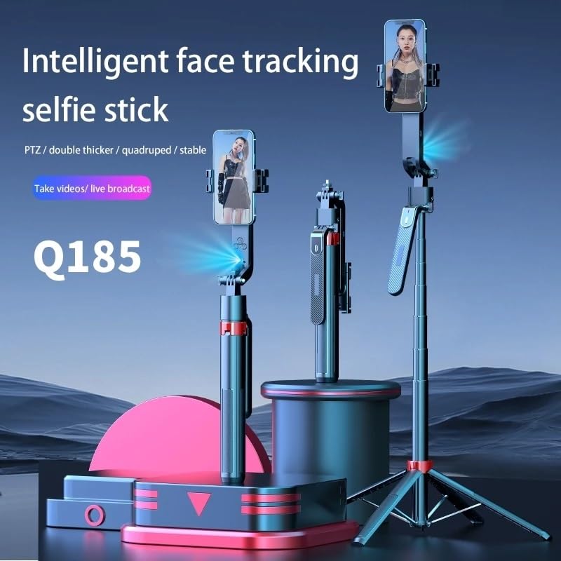 Image of FKU Q185 Auto Face Tracking Tripod with Rechargeable Remote 360 Rotating Holder with Gesture Control for Vlogging (Q185 Face Tracking Camera Selfie Stick) (Q185 AUTO FACE Tracking SEFIE Stick)