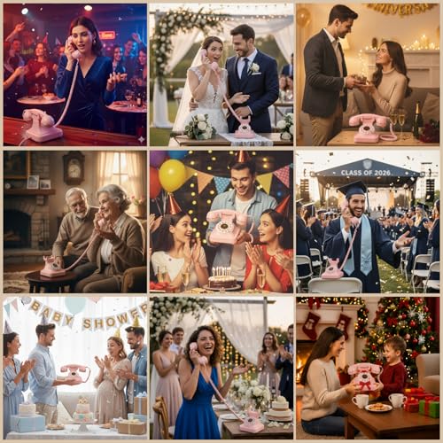 Image of Audio Guest Book Wedding Phone- Record Customized Audio Messages with GuestBook - A Personal and Convenient Way to Preserve Your Special Occasions (Pink)