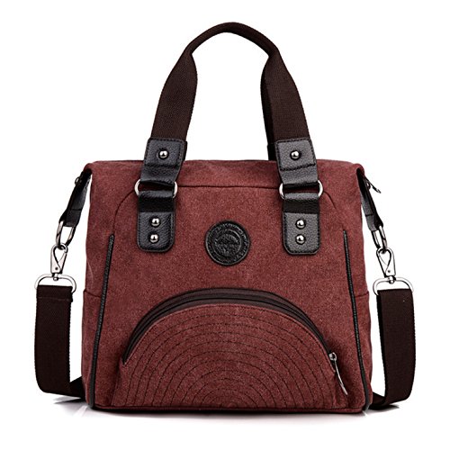 Sac à main toile rouge femme grand volume porté épaule bandoulière HEHE