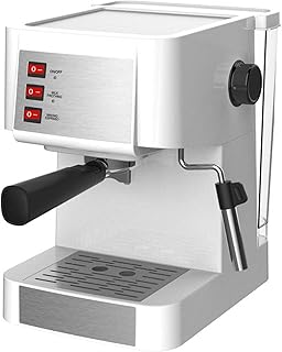 RONGJJ Machine à Expresso 950 W, 15 Bars, Réservoir 1,5 L, Système Thermoblock, Buse Vapeur, Café Moulu, 1 Ou 2 Cafés, INOX, for Cappuccino