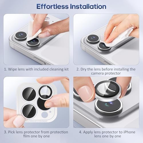 Image of for iPhone 17 Pro / 17 Pro Max Camera Lens Protector Original Individual Lens Screen Protector | 9H Hardness, Scratch-Resistant, Case Friendly (Silver)