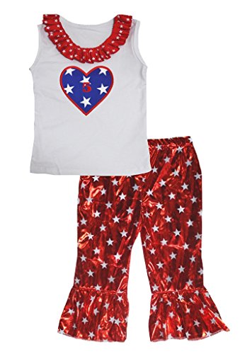 Chemise coton blanc fille ensemble pantalon brillant cœurs étoiles vêtement enfant 1-8y