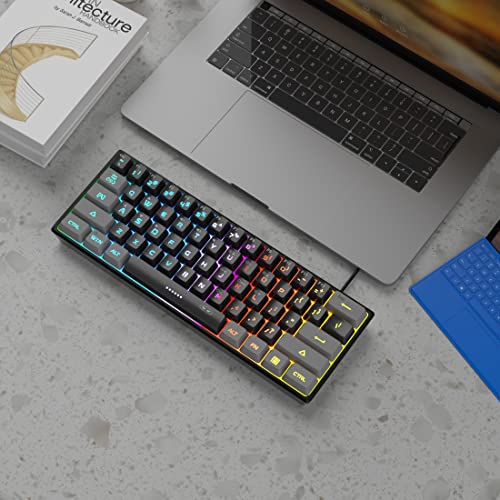 Magegee Mini 60% Gaming Keyboard, Rgb Backlit 61 Key Ultra-Compact Keyboard, Ts91 Ergonomic Waterproof Mechanical Feeling Office Computer Keyboard For Pc, Mac, Ps4, Xbox One Gamer(Grey Black) #TOP6