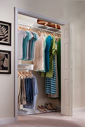 EZ Shelf - DIY Closet Organizer Kit - Expandable to 18.4 ft. Hanging & Shelf Space - White