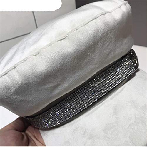 Women Newsboy Cap Black Baker Boy Hat Velvet Spring Autumn Rhinestone Decoration Flat Cap,Purple,M (56-58Cm) #TOP5