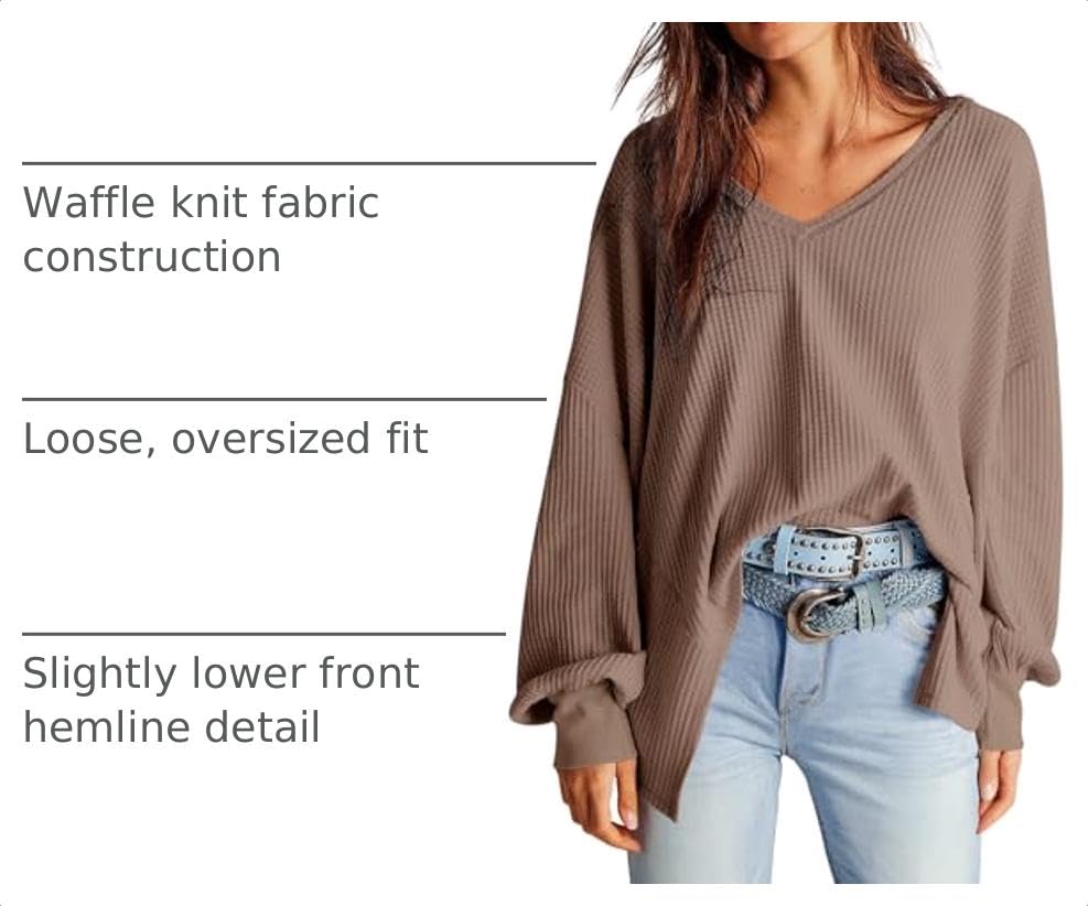 Image of Dokotoo Womens Waffle Knit Tops Trendy Fashion 2026 Oversized T Shirts
