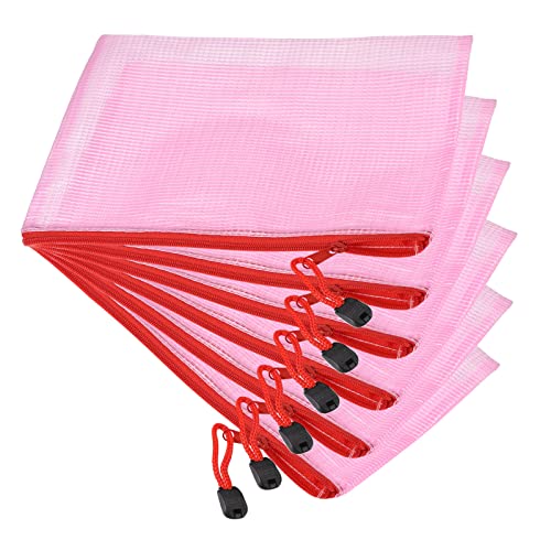 Bolsas de malla con cremallera B6 organizador de documentos de plástico y almacenamiento rojo