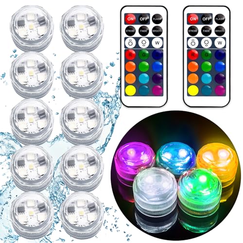 Akavivo Tauchbare LED-Lichter, wasserdichte LED-Teelichter mit Fernbedienung, batteriebetrieben, RGB-Farbwechsel für Vase, Zuhause, Party, Hochzeit, Tischdekoration