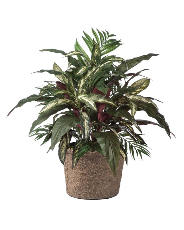 Petals Aspidistra, Palm & Silver King Silk Foliage Floor Plant with liner — Handcrafted & Amazingly Lifelike