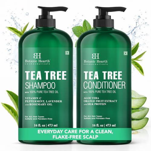 Botanic Hearth Tea Tree Shampoo And Conditioner Set for Men & Women - 32oz