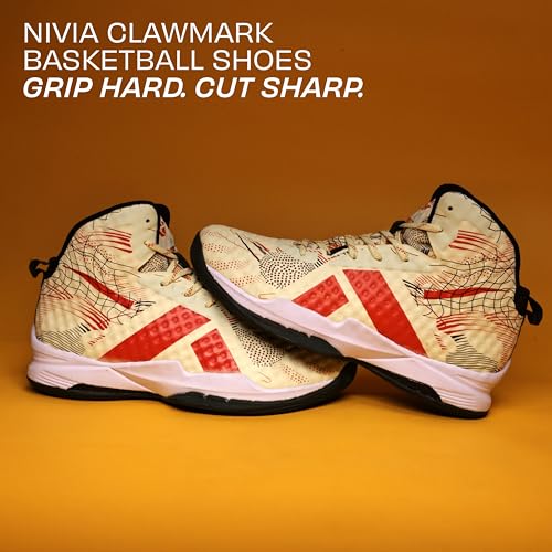 Image of Nivia CLAWMARK Basketball Shoes for Men, Herringbone Rubber Outsole with TPU Shank, Lightweight Mesh & TPU Upper, Indoor & Outdoor Grip for Training, Match & Court
