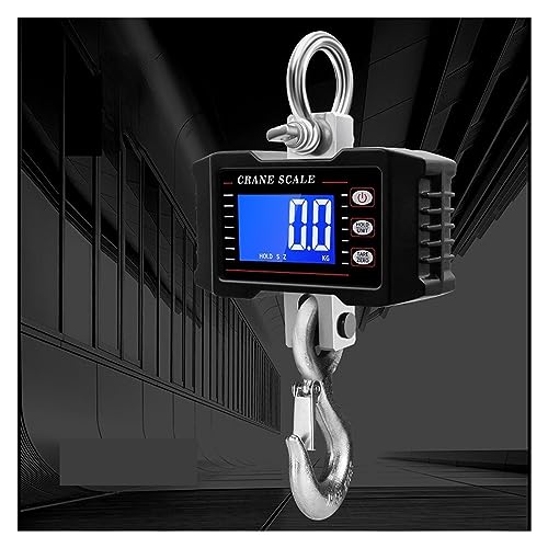 Crane Scale, 1000Kg Digital Crane Scale Portable Hanging Scale Heavy Duty Crane Scale LCD Backlight Industrial Hook Scales Unit Change,Convenient Operation(Black)