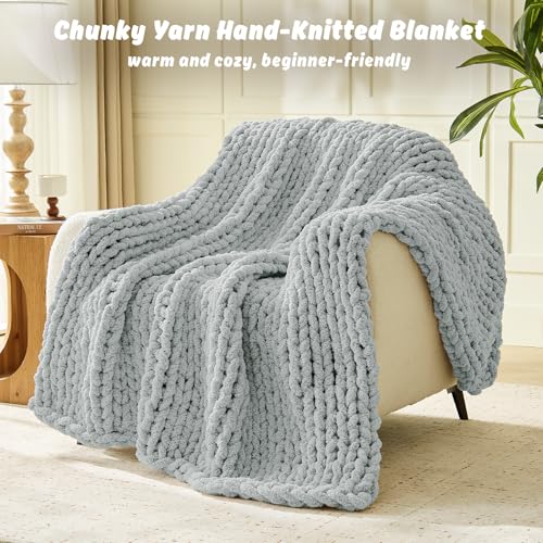 Image of Inhand Chunky Chenille Yarn for Hand Knitting,Thick Bulky Blanket Yarn for Crocheting,Soft Fluffy Yarn for Crochet Birthday Gifts for Men /Women /Beginners,18 Pack (29.5Yds /8.4oz Each),Frost Gray