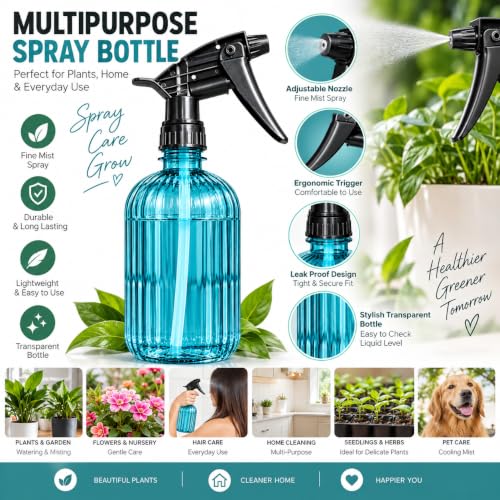 Image of Umite Chef Plant Spray Bottle for Gardening | Fine 500 ml Mist Water Sprayer for Indoor & Outdoor Plants | Garden Plant Mister, Hand Pressure Trigger Sprayer for Flowers, & Home Gardening - Blue