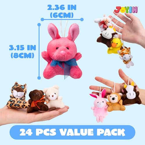 JOYIN 24 Pack Mini Animal Plush Toy Assortment (24 Units 3" Each), Animals Keychain Decoration for Kids, Small Stuffed Animal Bulk for Kids, Carnival Prizes, School Gifts, Party Favor Goodie Bags - Thumbnail 3