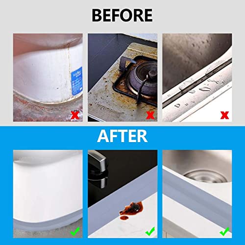 Image of Bath & Kitchen Caulk Tape Sealant Strip,PVC Self Adhesive Tub and Wall Sealing Tape Caulk Sealer,Caulk Strip,sealant Tape,Shower Tile Sealer Adhesive sealant （Silver）