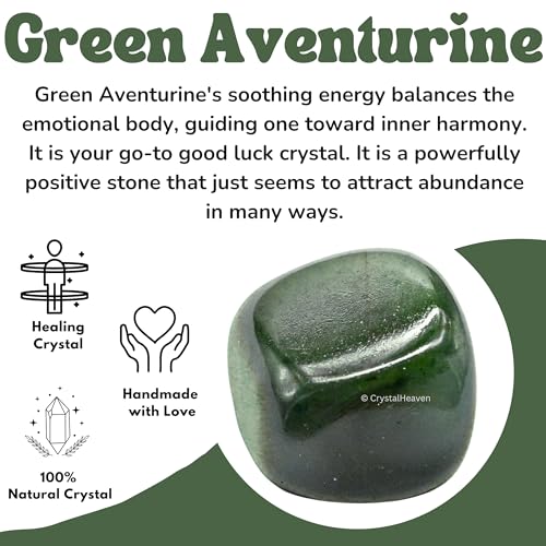 Image of Certified Dark Green Aventurine Crystal Healing Tumbled Stone, Natural Polished Crystals for DIY Crafts, Manifestation, Meditation, Pooja Feng Shui and Reiki Healing (30 Grams)