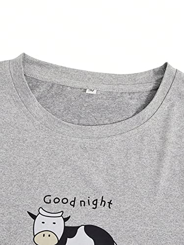 WDIRARA Men's 2 Pieces Sleepwear Cartoon Cow Print Short Sleeve Top and Shorts Pajama Set Loungewear3