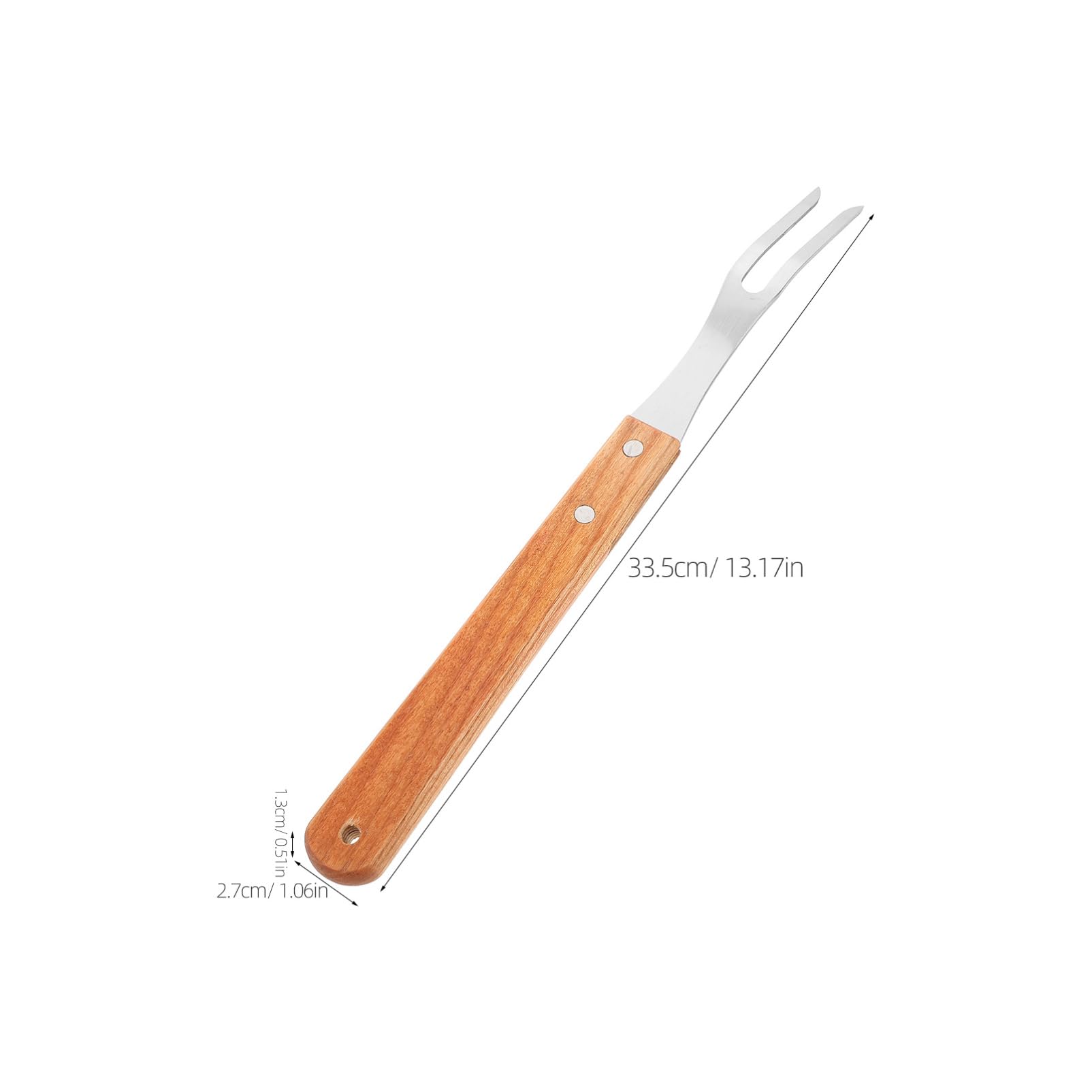Alipis Stainless Steel Bbq Fork with Wooden Handle Versatile Meat Carving Tool for Outdoor Grilling for Sausages Bacon and Vegetables Compact and Scald Design