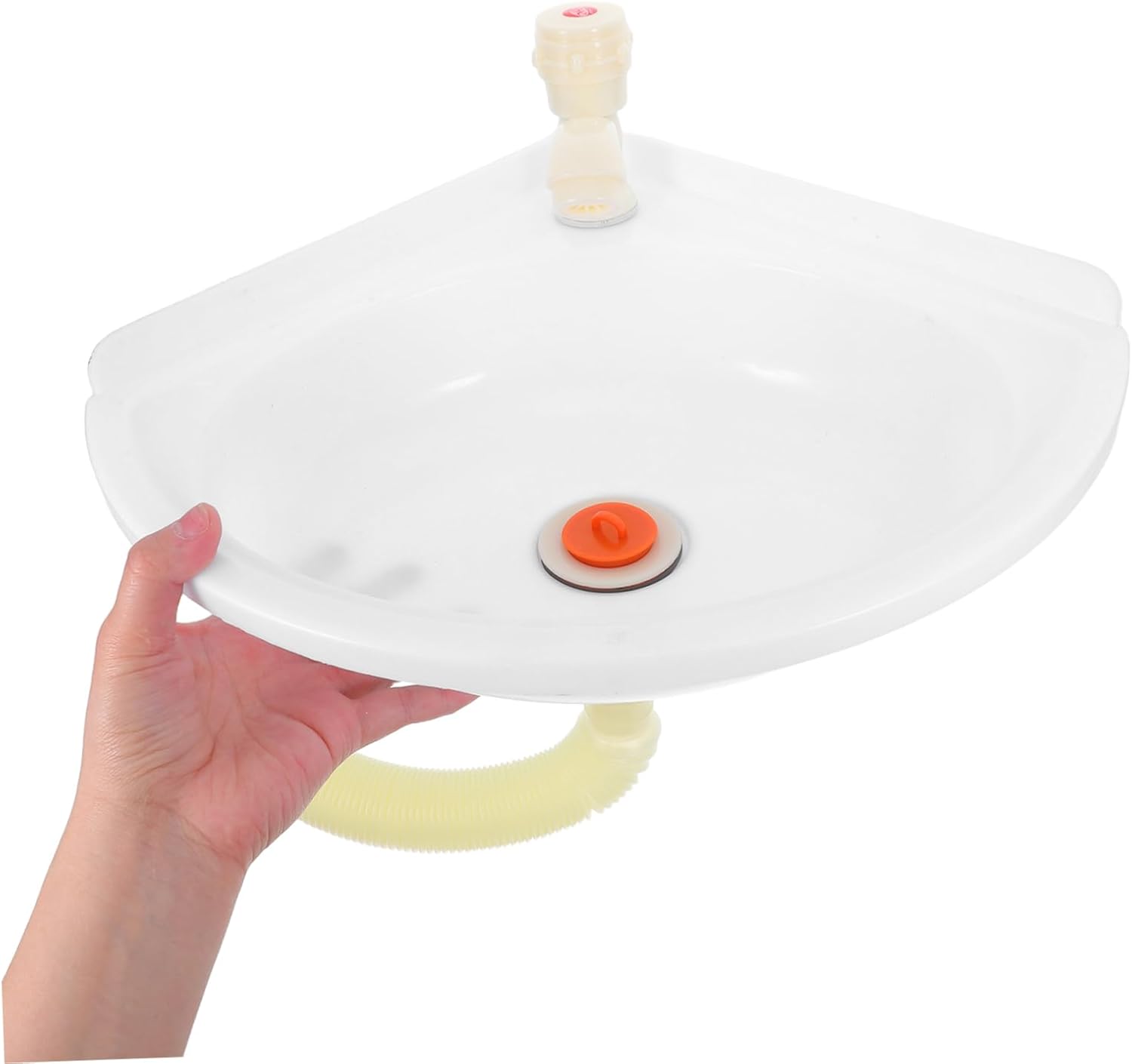 VILLCASE Plastic Wall Mount Utility Sink Triangular Corner Wash Basin for Bathroom Office Home Hotel Restrooms Easy Installation Space Saving Design