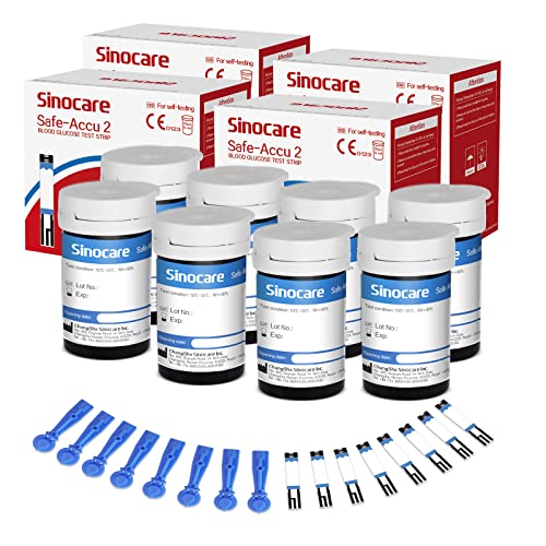Sinocare Blood Sugar Test Strsips, 200pcs (Safe Accu2) Blood Glucose Test Strips, Diabetes Test Strips for Safe Accu2