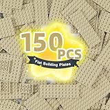 Noorastars 150 Pieces Small Base Plate Sets, Classic Flat Pieces for Moc Building, 12 Size DIY Building Boards - Compatible with Lego and All Major Brands, Tan