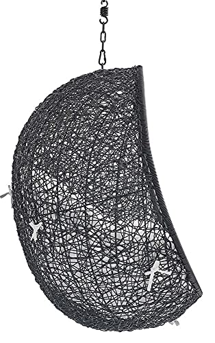 Modway Eei-3635-Blk-Whi Encase Wicker Rattan Outdoor Patio Swing Chair With Hanging Steel Chain In Black White #TOP2