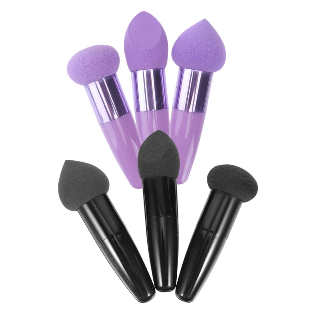 POPETPOP 6 Esponjas de Maquillaje Portátiles para Aplicar, Herramienta Cosmética de Látex en Forma de Pluma, Uso Diario/Profesional